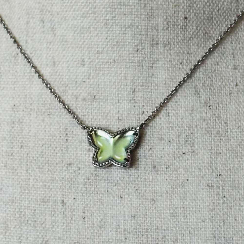 Kendra Scott Lillia Butterfly Pendant Necklace-Silver/Indigo Dichroic Glass - Picture 5 of 8